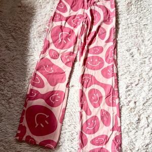 Bailey Rose The Wavy Smiley Face Hot‎ Pink Retro Maximalist Teacher Funky Jeans